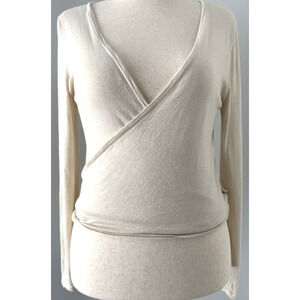 Vertigo Paris Wrap Cardigan Cream Balletcore Tie Waist Soft Knit Capsule Layer L